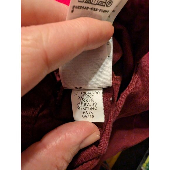 Gap Womens Pants 8P Petite Signature Skinny Ankle Burgundy Stretch Career - Picture 6 of 7
